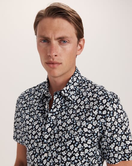 Zeus Short Sleeve Print Shirt in BLACK MULTI