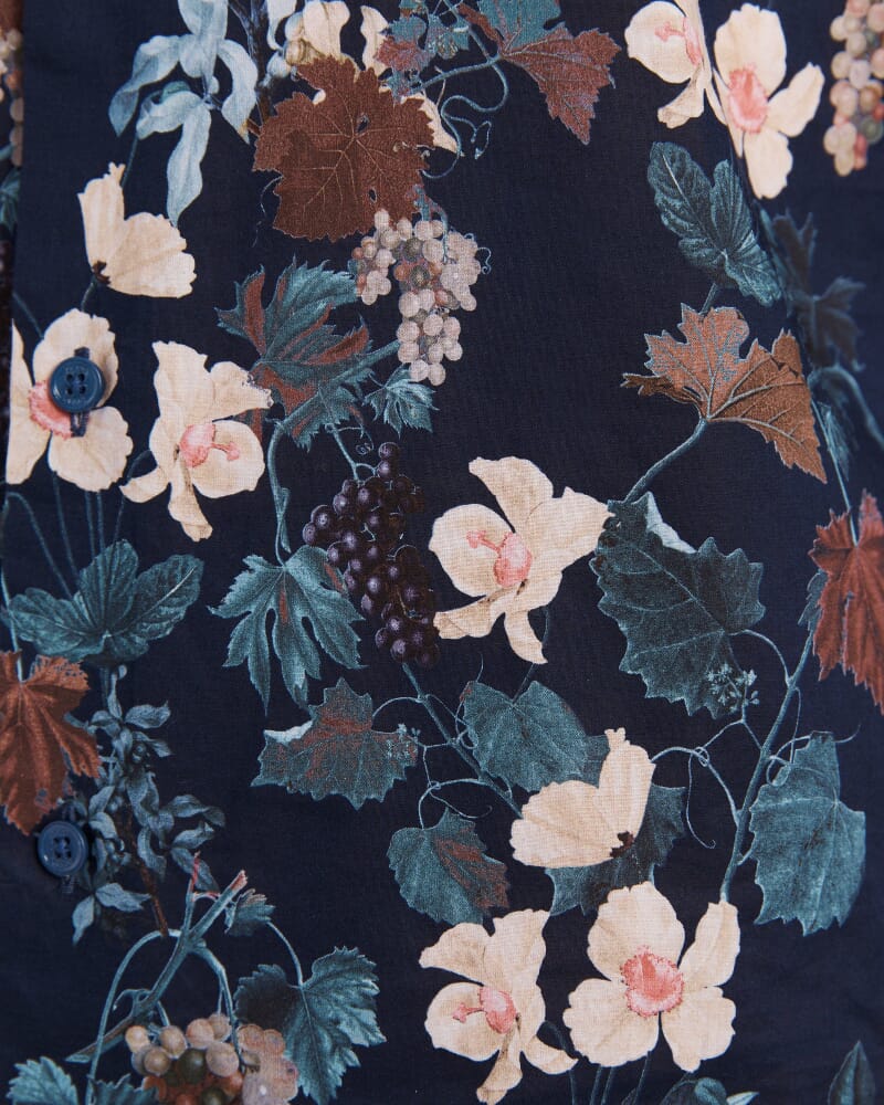 Evander Cotton Print Short Sleeve Classic Shirt in NAVY MULTI