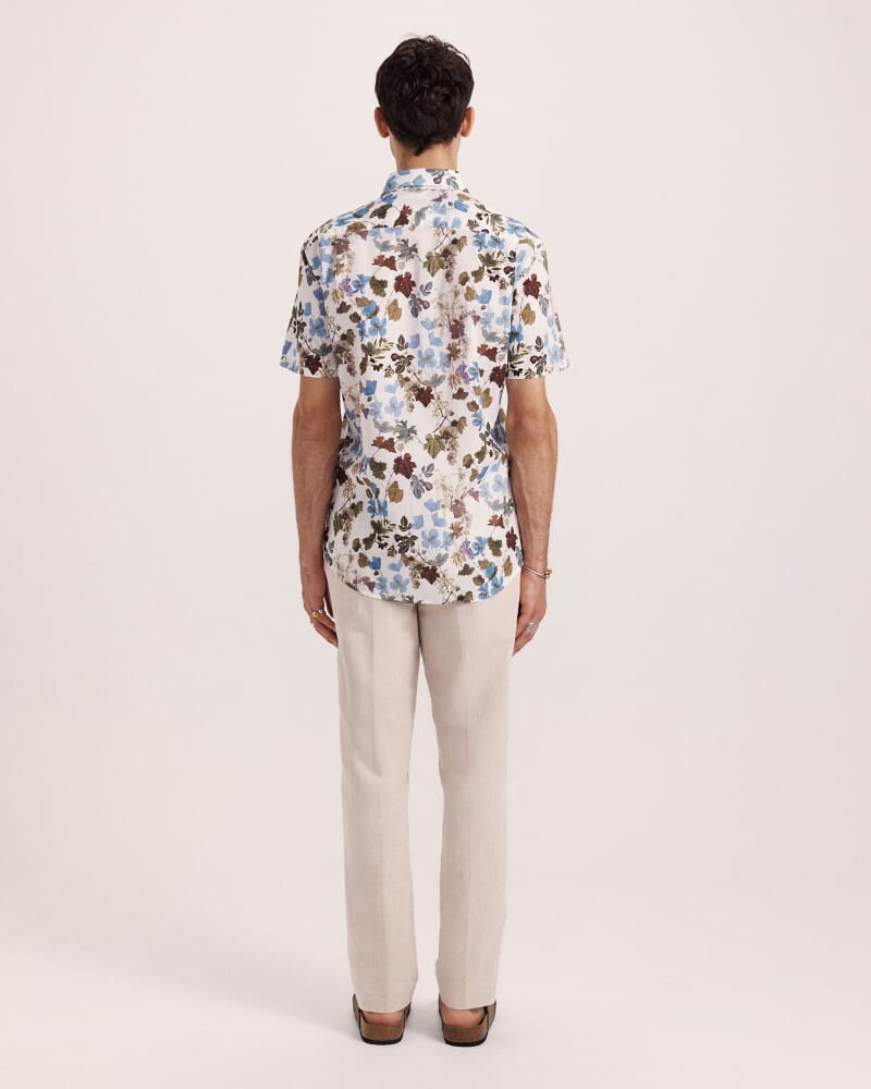 Evander Cotton Print Short Sleeve Classic Shirt in WHITE MULTI
