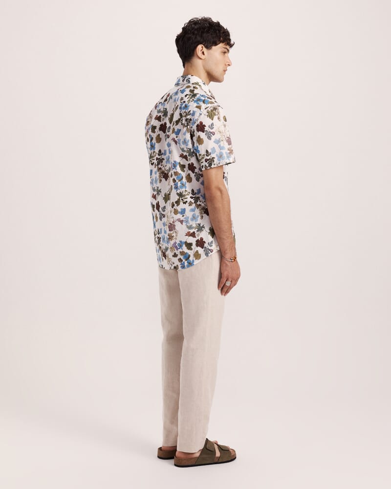 Evander Cotton Print Short Sleeve Classic Shirt in WHITE MULTI