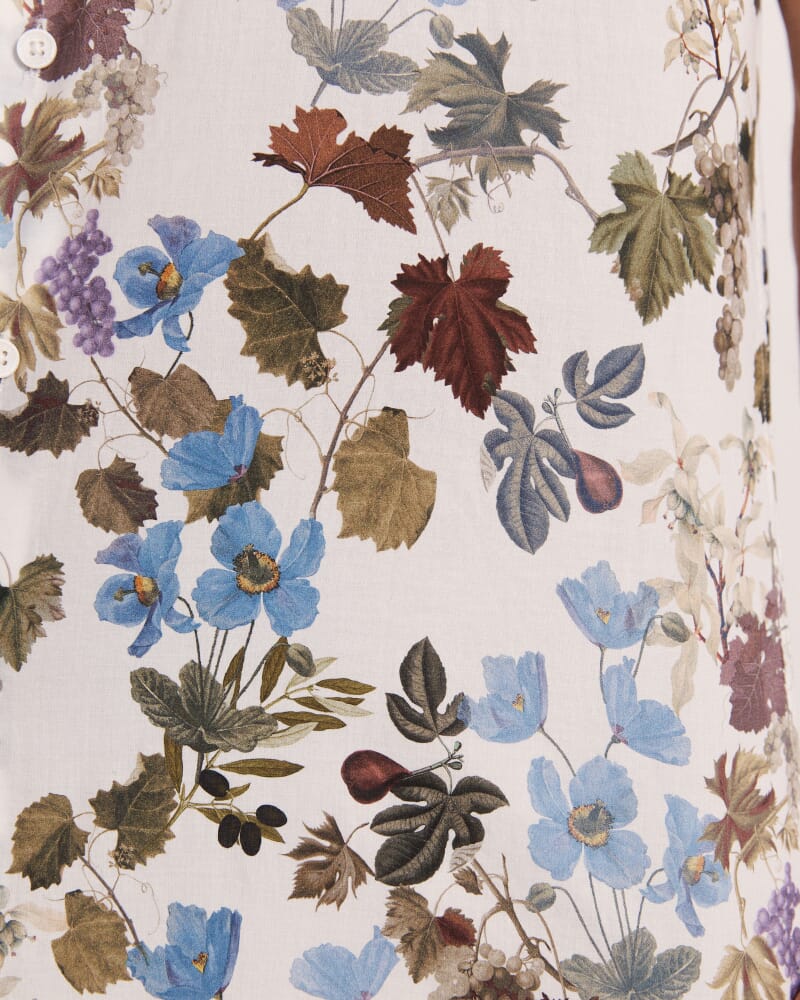 Evander Cotton Print Short Sleeve Classic Shirt in WHITE MULTI