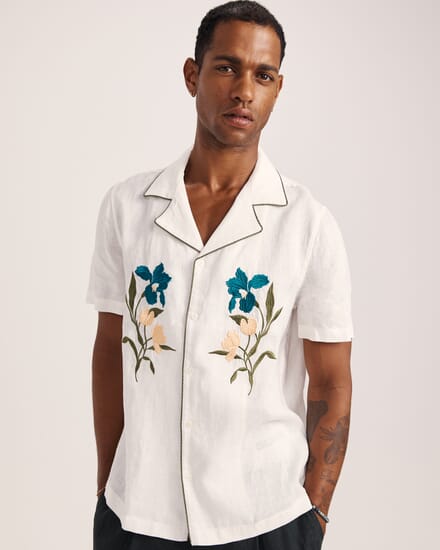 Leto Short Sleeve Resort Shirt in OFF WHITE