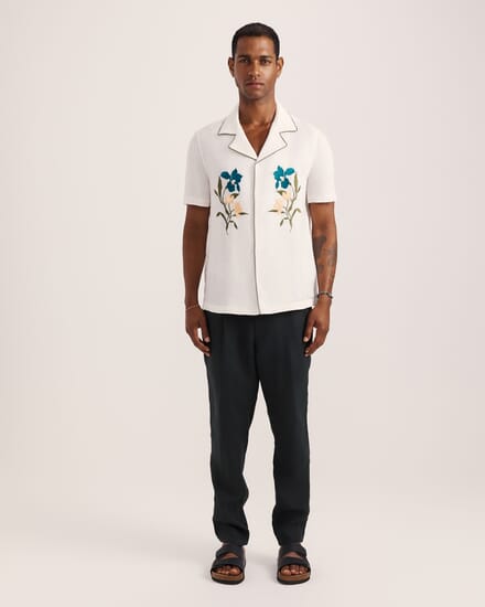 Leto Short Sleeve Resort Shirt in OFF WHITE