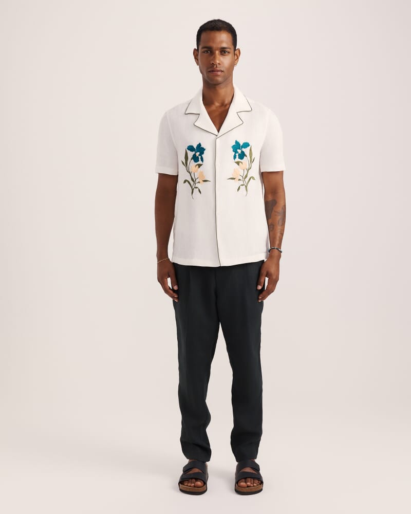 Leto Short Sleeve Resort Shirt in OFF WHITE