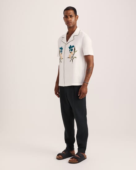 Leto Short Sleeve Resort Shirt in OFF WHITE