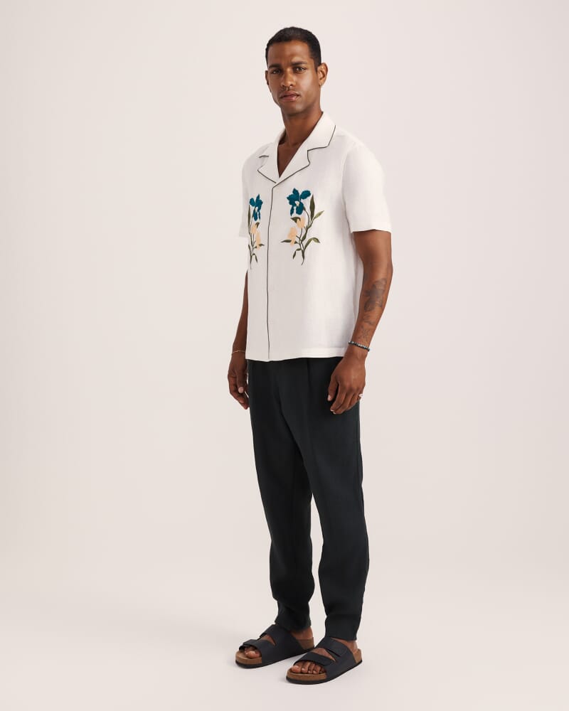 Leto Short Sleeve Resort Shirt in OFF WHITE