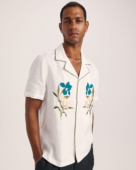 Leto Short Sleeve Resort Shirt in OFF WHITE