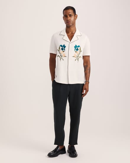 Leto Short Sleeve Resort Shirt in OFF WHITE