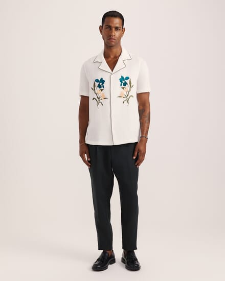 Leto Short Sleeve Resort Shirt in OFF WHITE