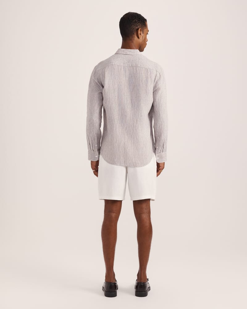Anderson Stripe Linen Shirt in TRUFFLE