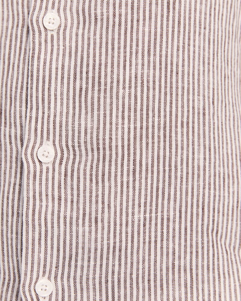 Anderson Stripe Linen Shirt in TRUFFLE