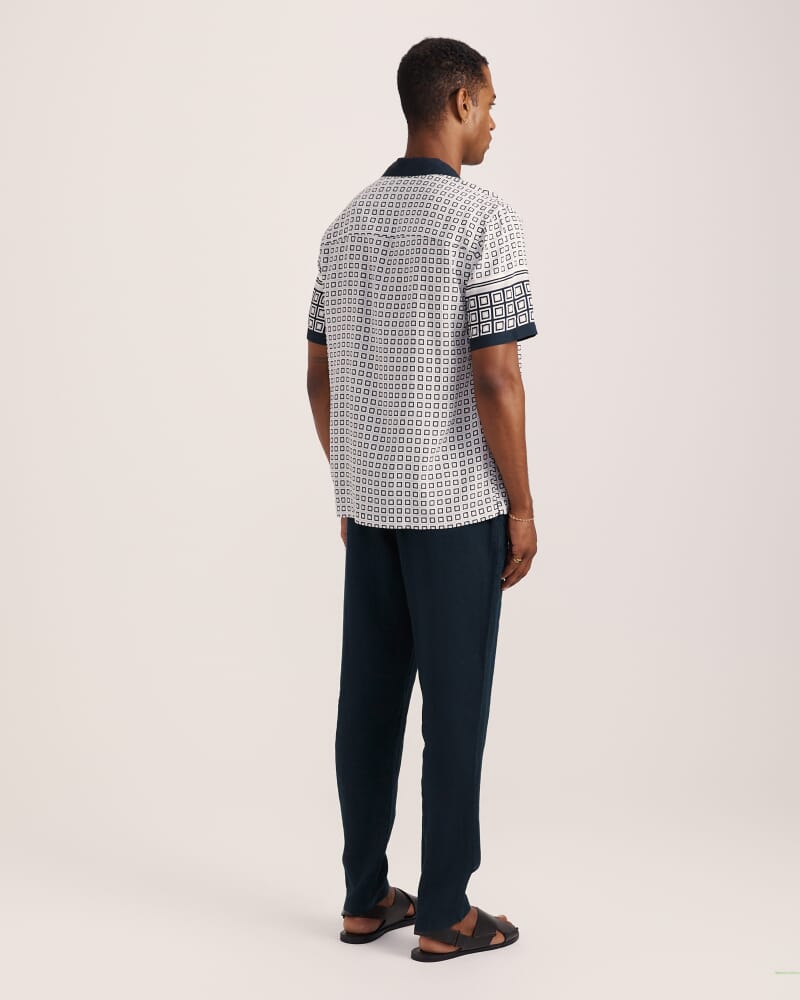 Hercules Short Sleeve Resort Print Shirt in NAVY