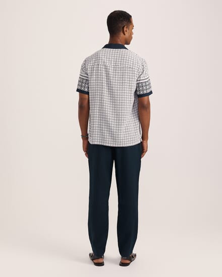 Hercules Short Sleeve Resort Print Shirt in NAVY