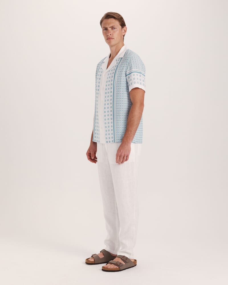 Hercules Short Sleeve Resort Print Shirt in SEA BLUE
