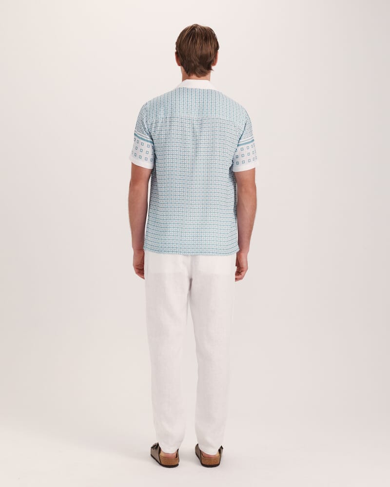 Hercules Short Sleeve Resort Print Shirt in SEA BLUE