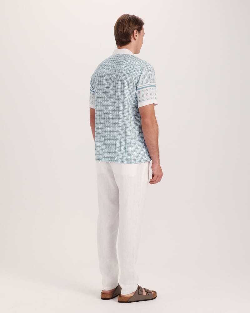 Hercules Short Sleeve Resort Print Shirt in SEA BLUE