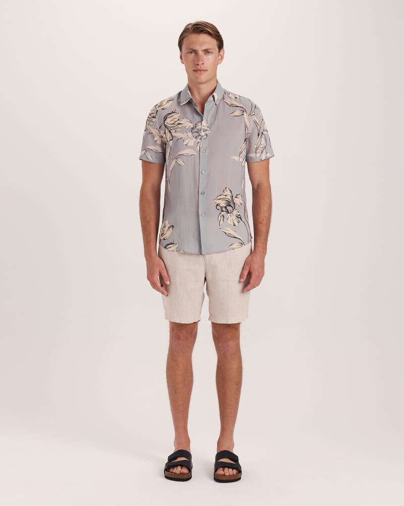 Thanos Short Sleeve Classic Print Shirt in GREY MULTI