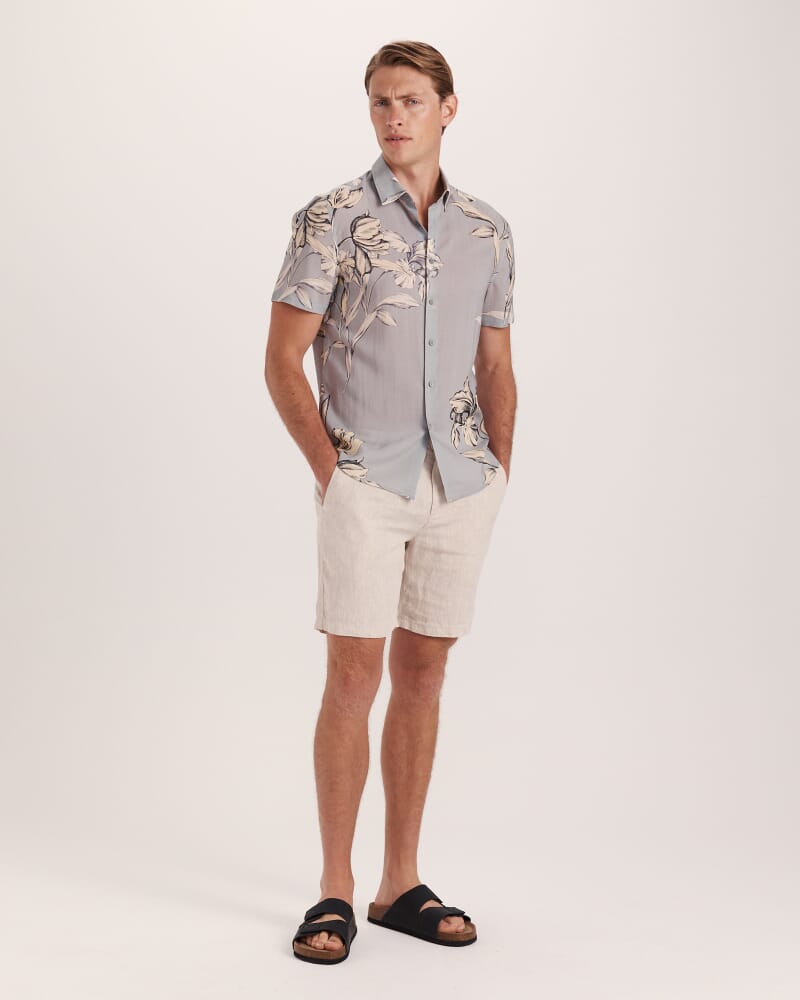 Thanos Short Sleeve Classic Print Shirt in GREY MULTI