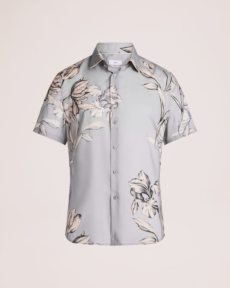 Thanos Short Sleeve Classic Print Shirt in GREY MULTI