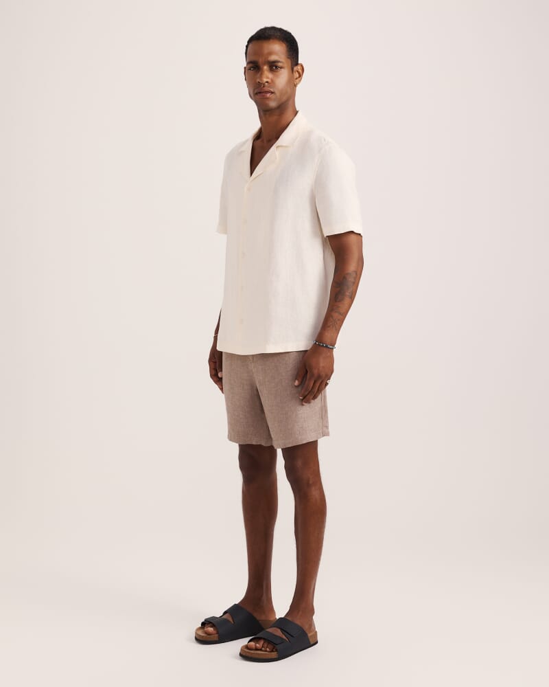 Anderson Short Sleeve Linen Resort Shirt in MILK