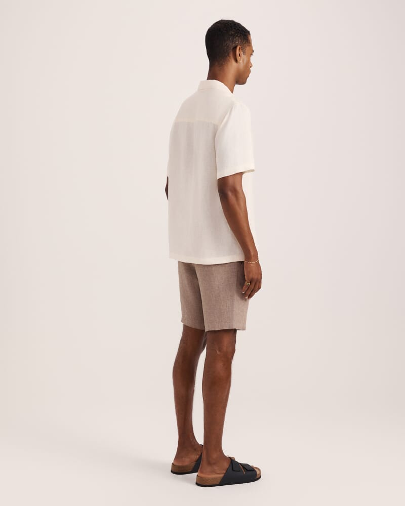 Anderson Short Sleeve Linen Resort Shirt in MILK