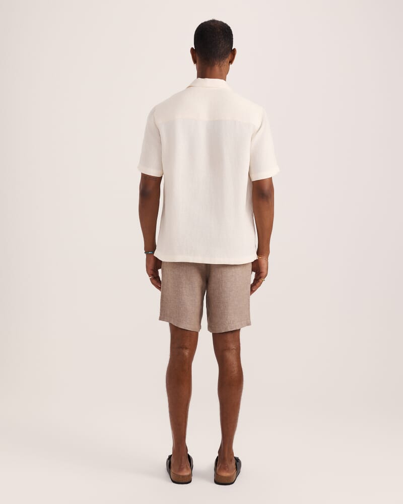 Anderson Short Sleeve Linen Resort Shirt in MILK