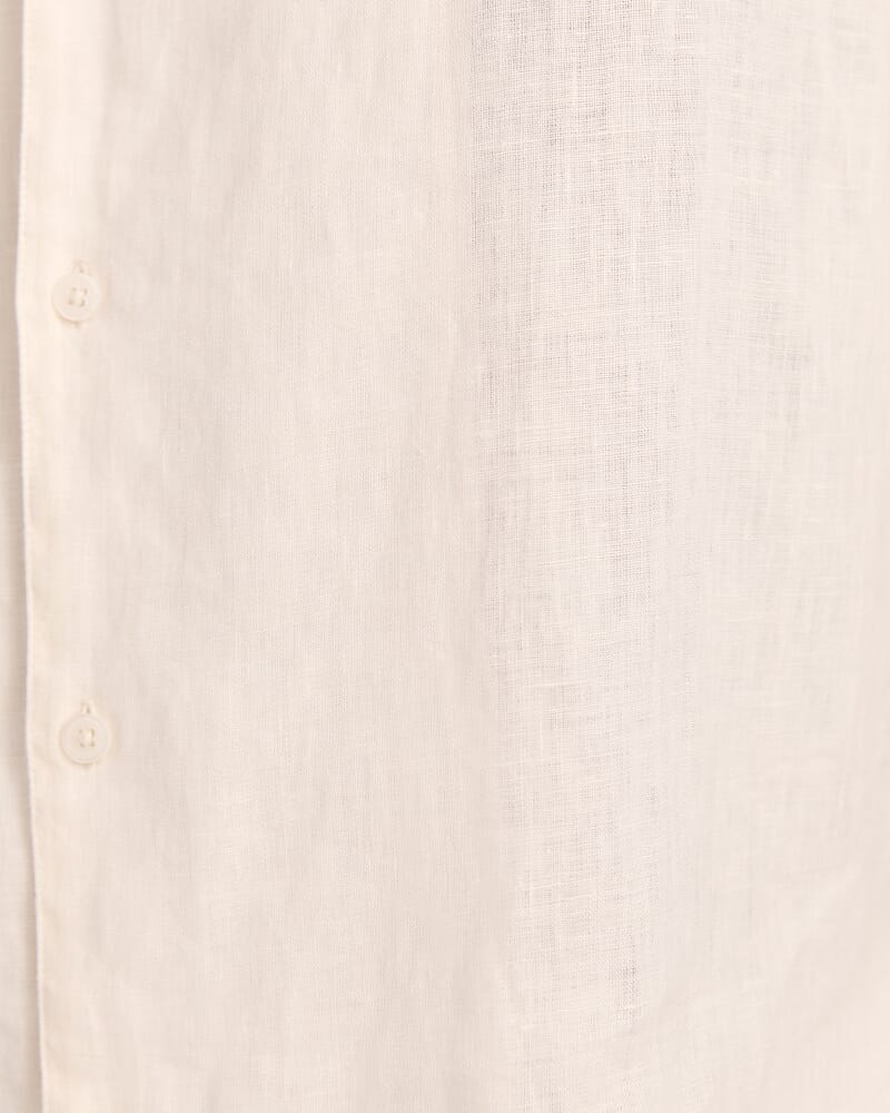 Anderson Short Sleeve Linen Resort Shirt in MILK