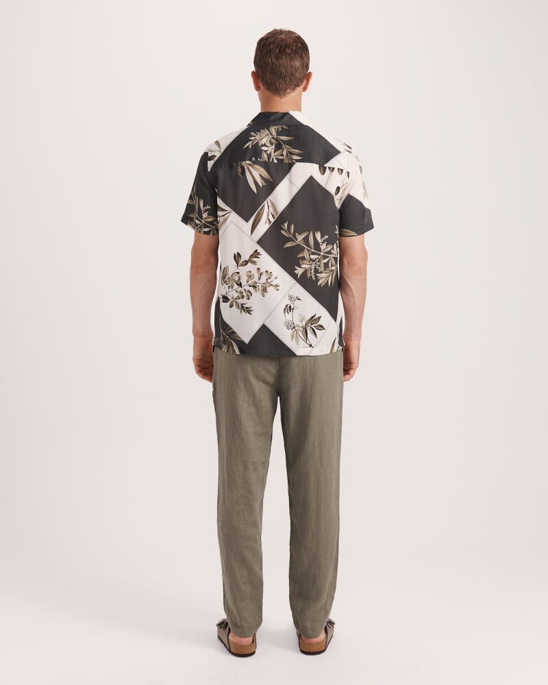 Syros Short Sleeve Resort Print Shirt in OLIVE