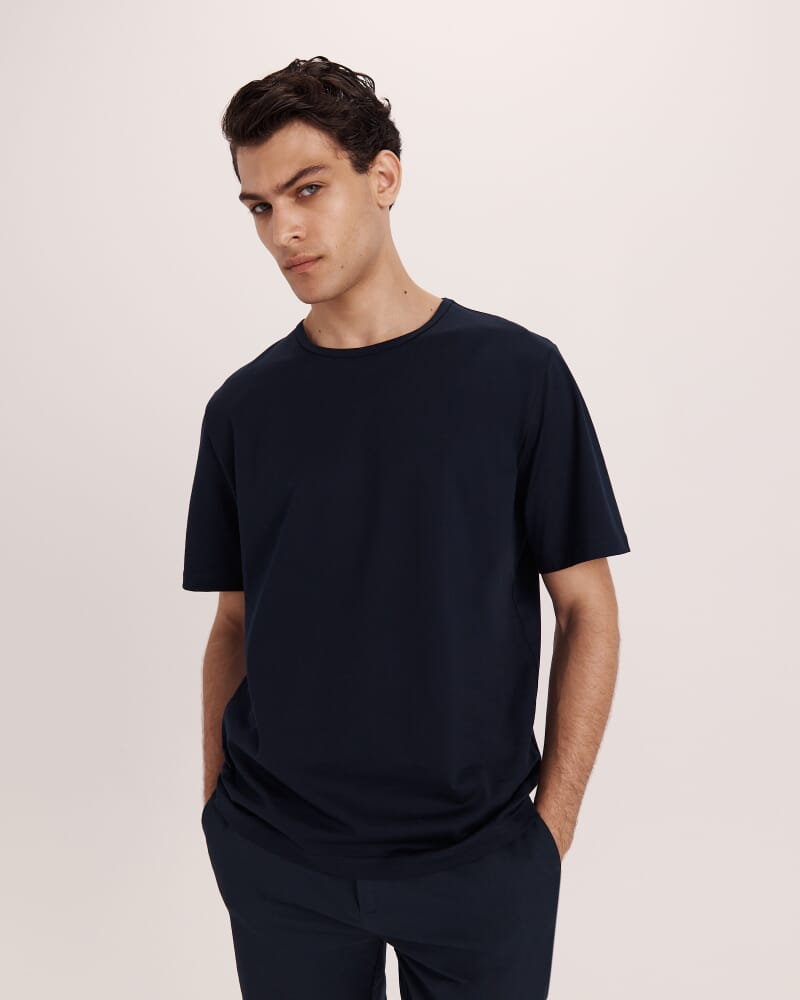 Emilio Mercerised Tee in NAVY