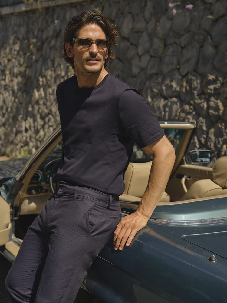 Emilio Mercerised Tee in NAVY