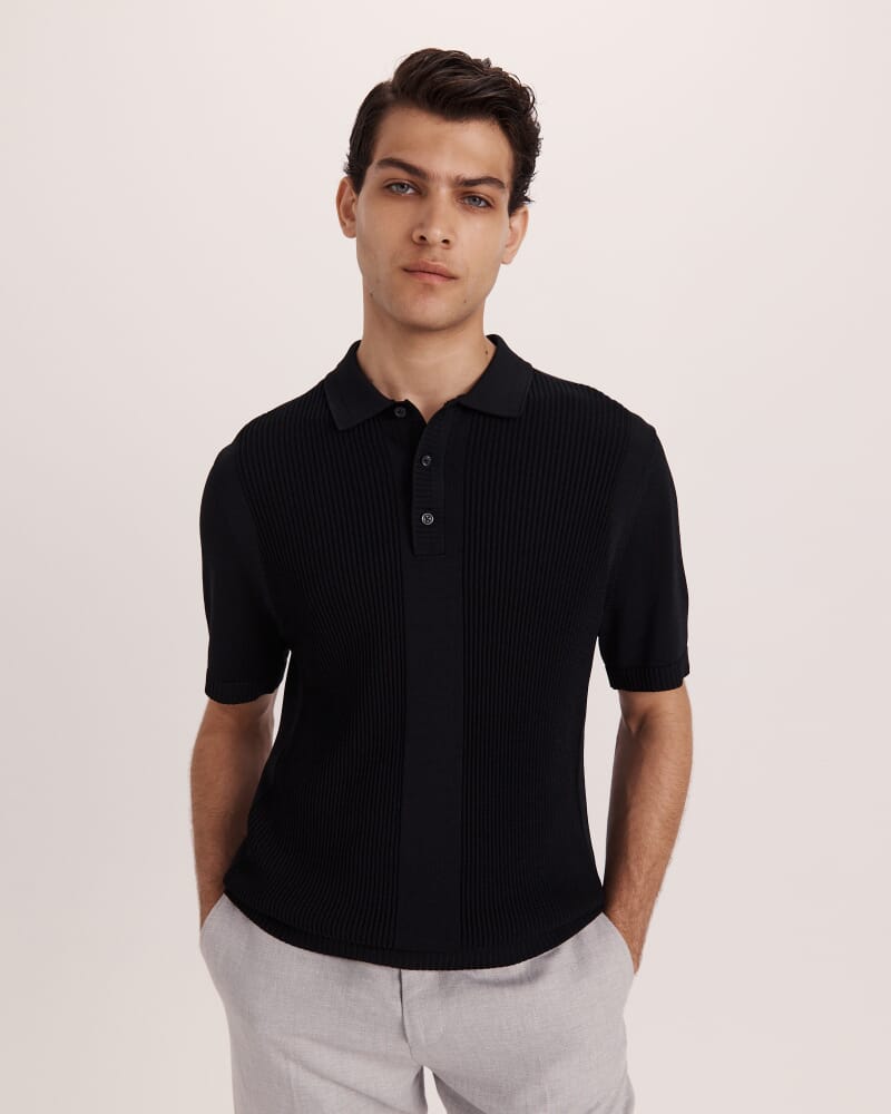 Zander Knit Polo in BLACK