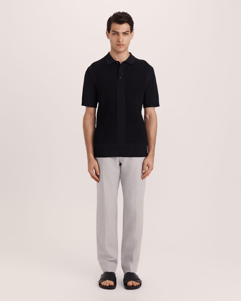 Zander Knit Polo in BLACK