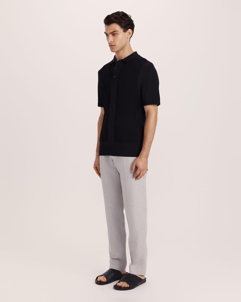 Zander Knit Polo in BLACK