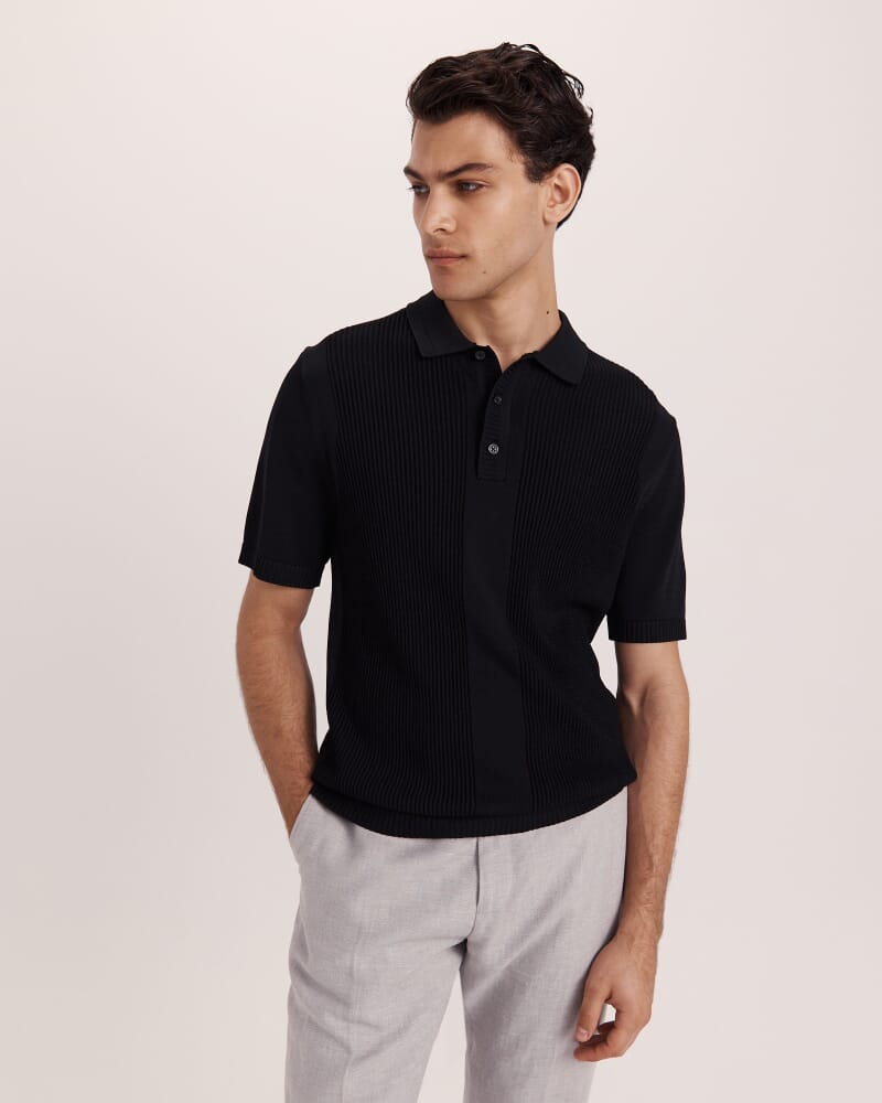 Zander Knit Polo in BLACK
