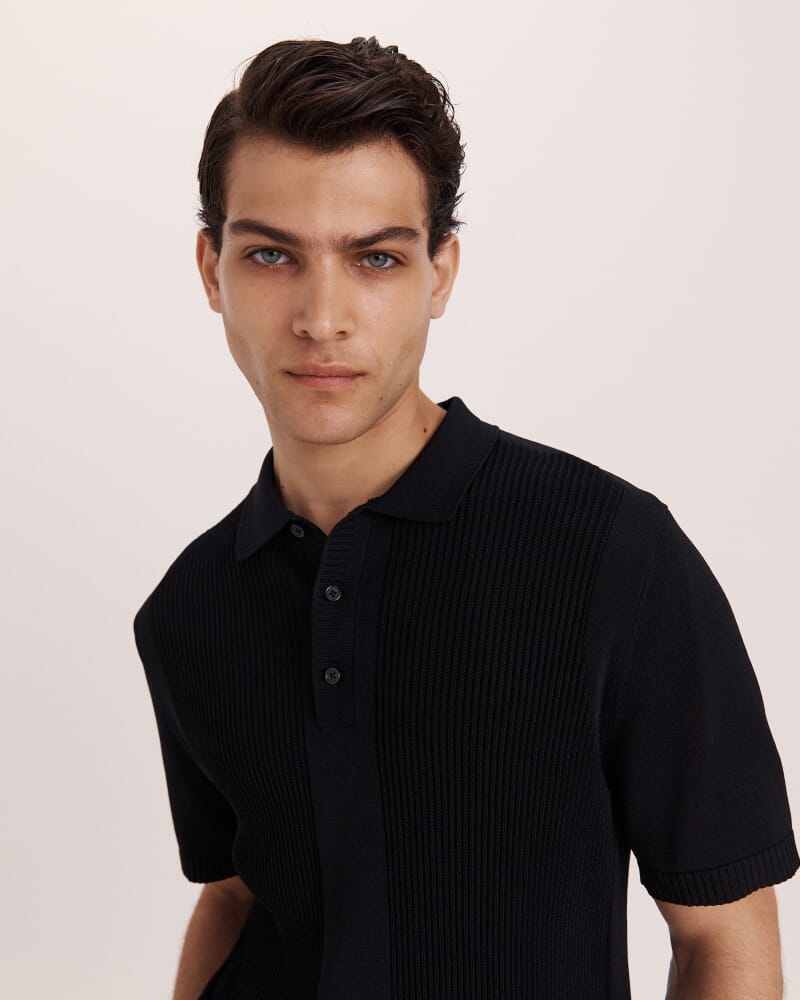 Zander Knit Polo in BLACK
