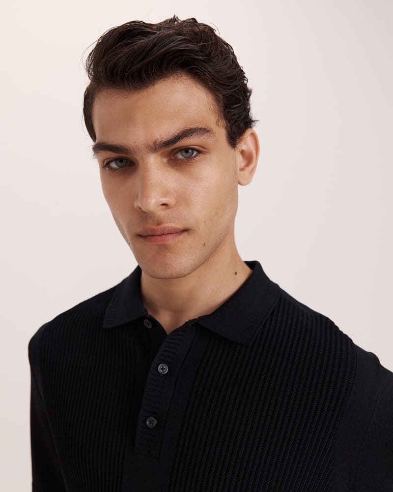 Zander Knit Polo in BLACK
