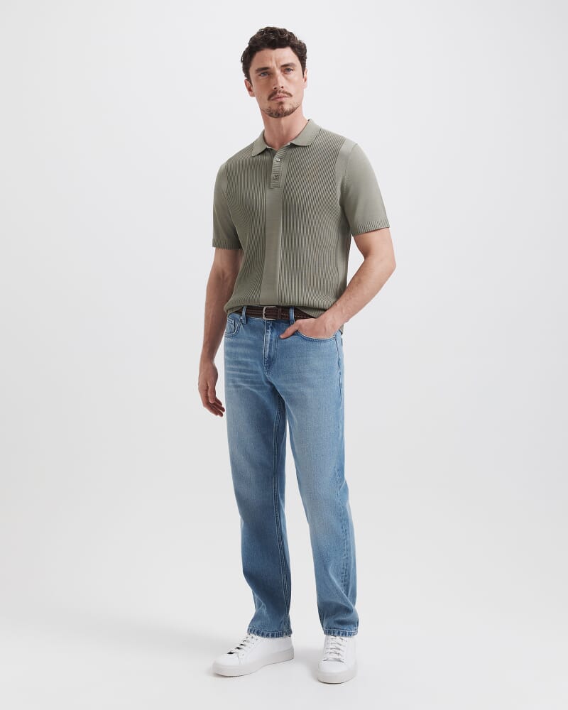 Zander Knit Polo in LIGHT KHAKI