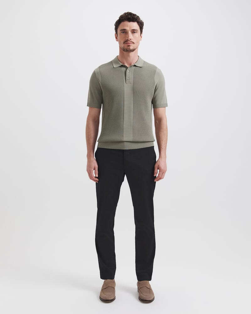 Zander Knit Polo in LIGHT KHAKI