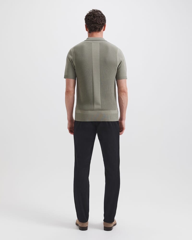 Zander Knit Polo in LIGHT KHAKI