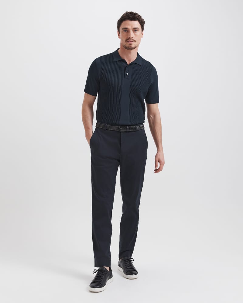 Zander Knit Polo in NAVY
