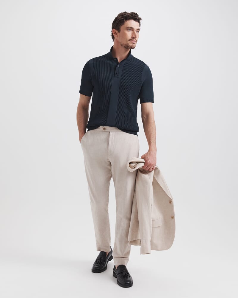 Zander Knit Polo in NAVY
