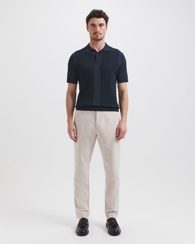 Zander Knit Polo in NAVY