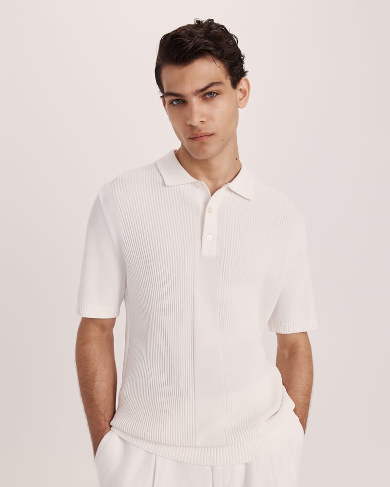 Zander Knit Polo in WHITE