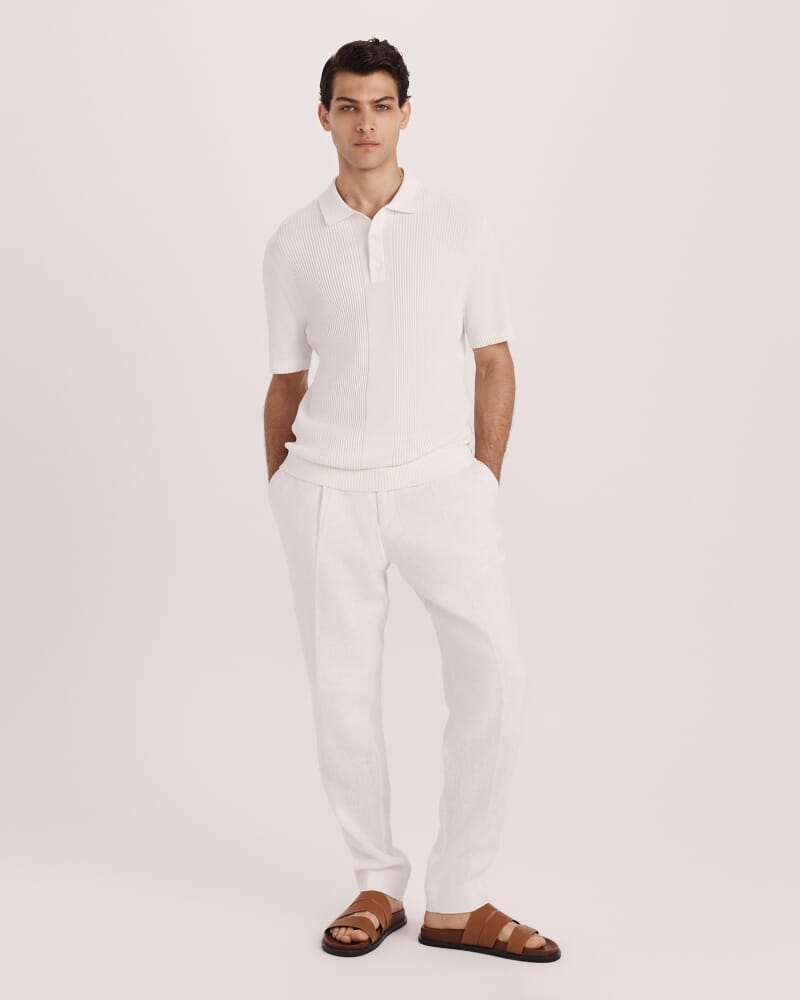 Zander Knit Polo in WHITE