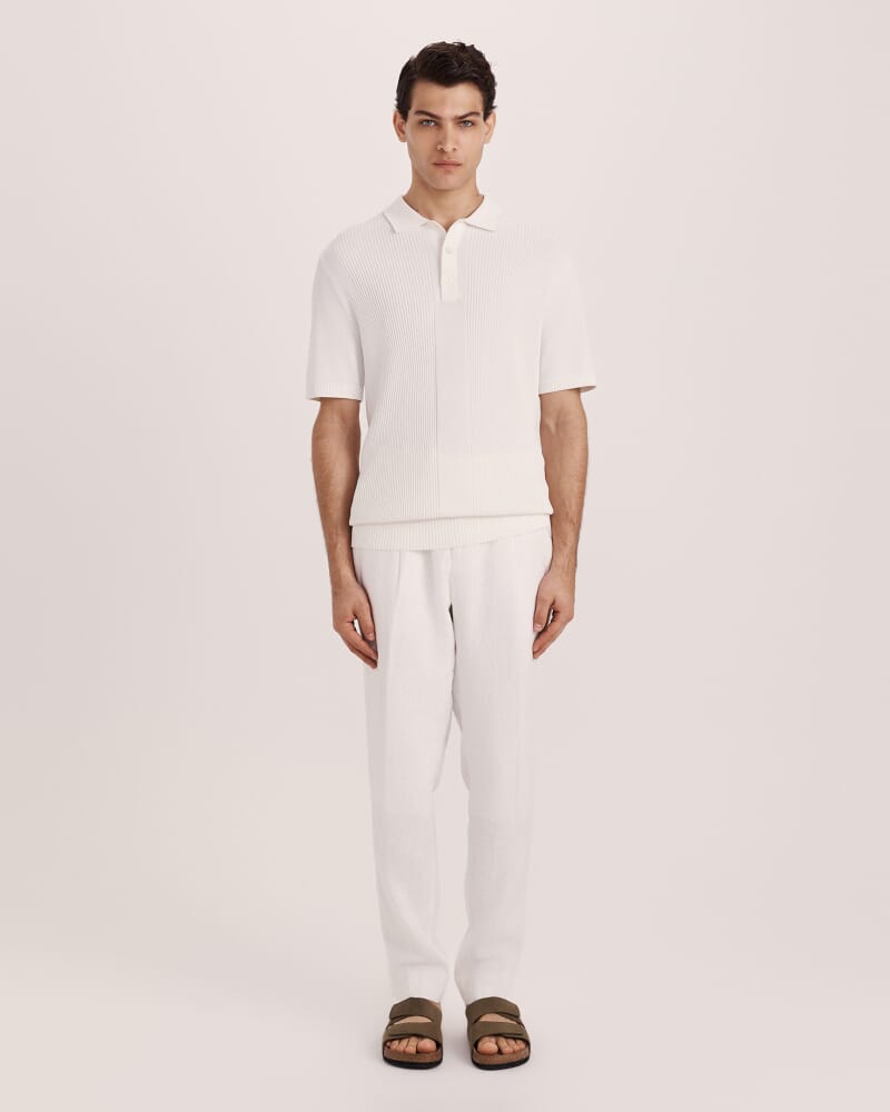 Zander Knit Polo in WHITE