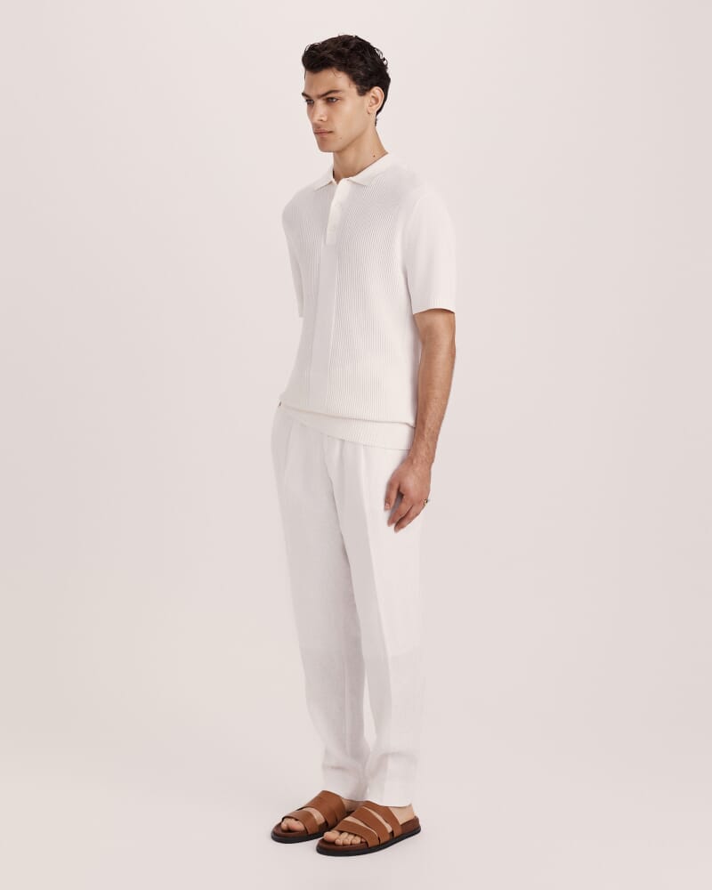 Zander Knit Polo in WHITE