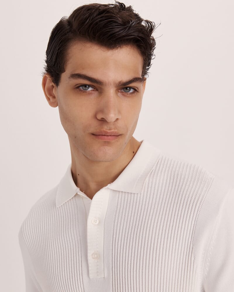 Zander Knit Polo in WHITE