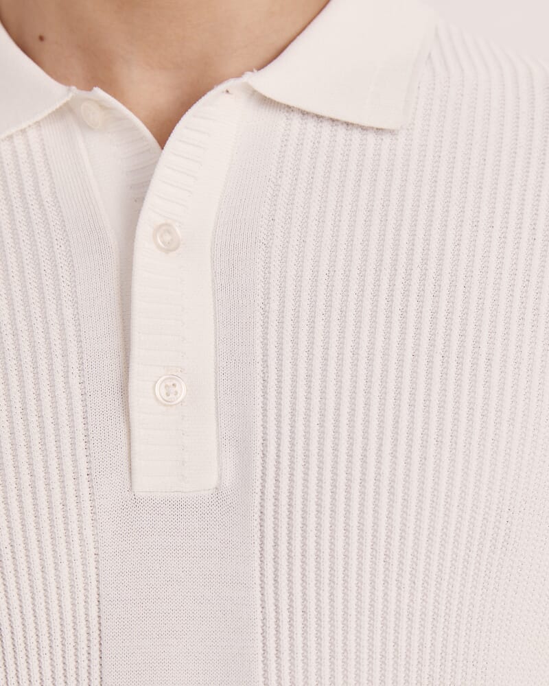 Zander Knit Polo in WHITE