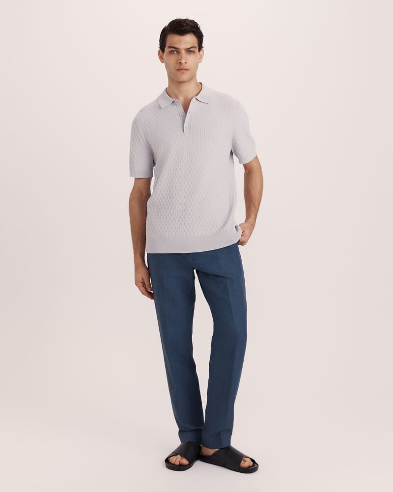 Dion Knit Polo in SILVER