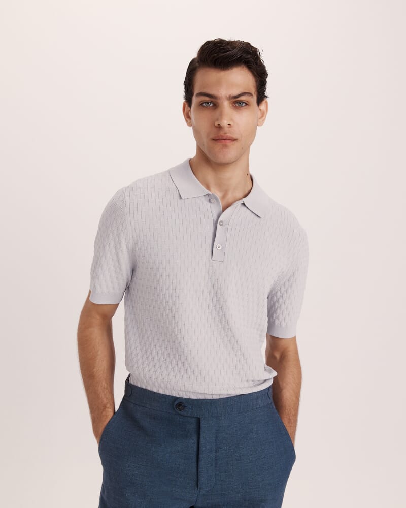 Dion Knit Polo in SILVER